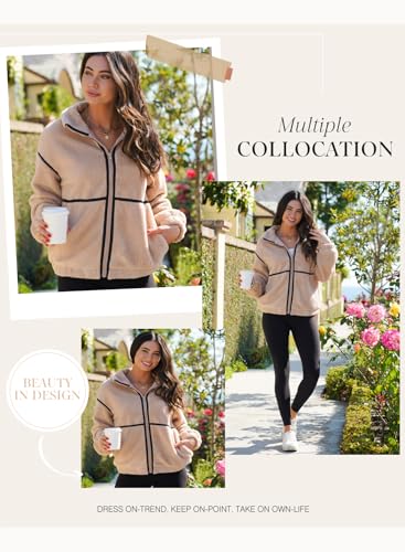 Dokotoo Womens Coat Casual Lapel Full Zip Fleece Jacket Long Sleeve Oversized Warm Winter Outwear with Pockets4