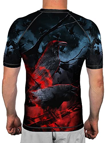 Raven Fightwear Men's The Unkindness Short Sleeve BJJ Rash Guard MMA Black2