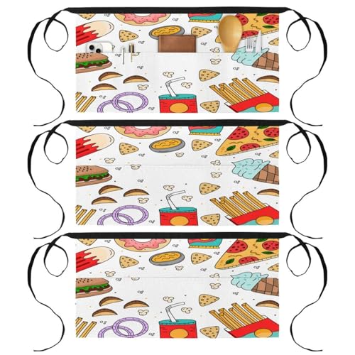 Demi-tablier de cuisine 3 poches anti-tache pour le nettoyage