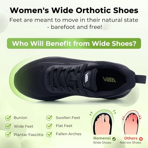 Image of RomenSi Women Arch Support Walking Shoes Plantar Fasciitis Sneakers Orthotic Tennis Shoes for Gym Workout All Day US 6-11