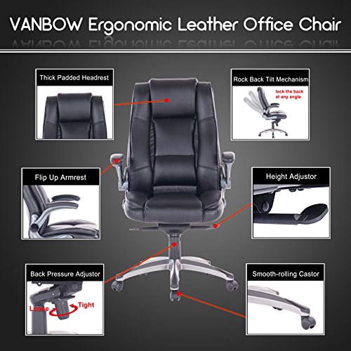 Vanbow High Back Memory Foam Leather Office Chair