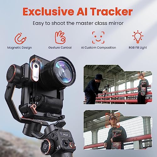 Image of Hohem iSteady MT2 Kit 3-Axis Gimbal Stabilizer for Mirrorless /Pocket /Action Camera and Smartphone, AI Tracker with CCT /RGB Fill Light for Canon /Sony /Nikon /iPhone, Black