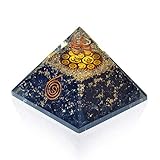 Orgone Pyramid - Black Tourmaline Crystal for Orgone Energy Generator - Orgonite Pyramids for Emf Protection - Healing Crystal - Chakra Crystal - Chakra Om Symbol for Meditation - By Agate Jewelry