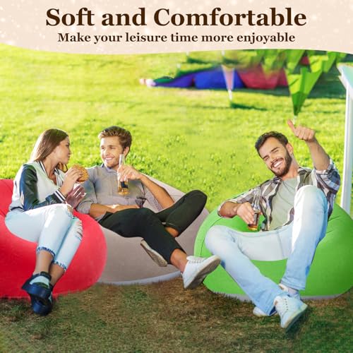 Image of Realspring Inflatable Bean Bag Chairs Outdoor Blow up Camping Chairs Inflatable Lazy Sofa Folding Portable Bean Bag Loungers Couch for Movie Night(Multicolor,6 Pcs)