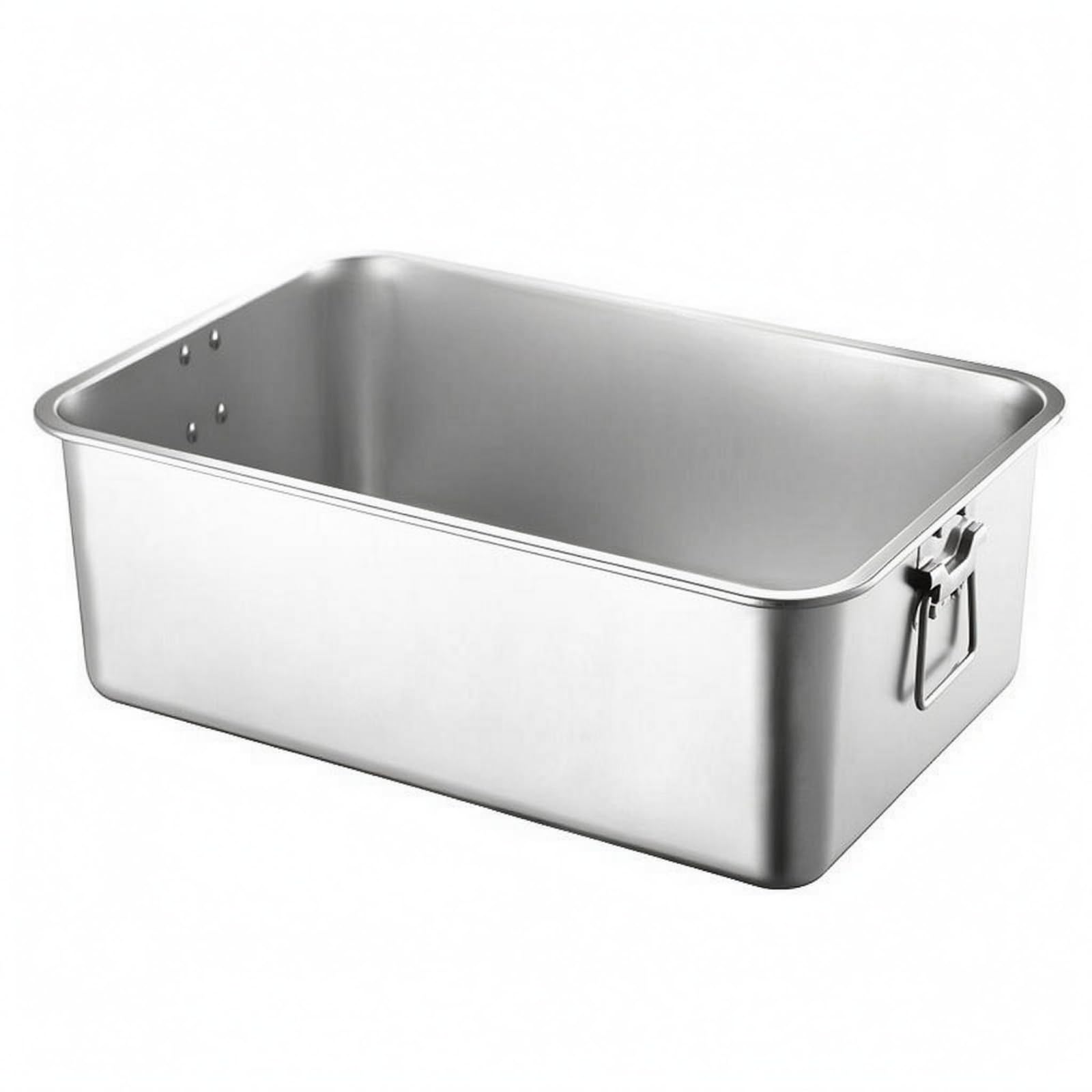Bandeja de Acero Inoxidable Rectangular con Esquinas Redondeadas Borde Reforzado y Fondo Plano Función de Servir y, Bandeja Cuadrada Con Asa De Acero Inoxidable 304, 70x50x20cm