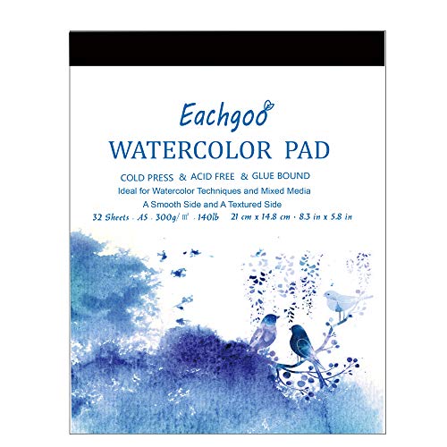 Eachgoo Bloc Acuarela para Pinturas Acuarelas, 32 Hojas A5 Cuadernos de Acuarela Papel Para Principiantes y Artistas