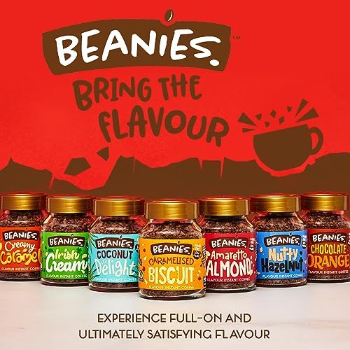 Beanies Flavour Instant Coffee - Chocolate Orange Instant Flavored Coffee - Bold & Adventurous Full-On Flavor - An Indulgent Sugar Free Taste Explosion - Low Calorie - Vegan & Gluten Free - Wheat & Dairy Free, 6 x 50g jar