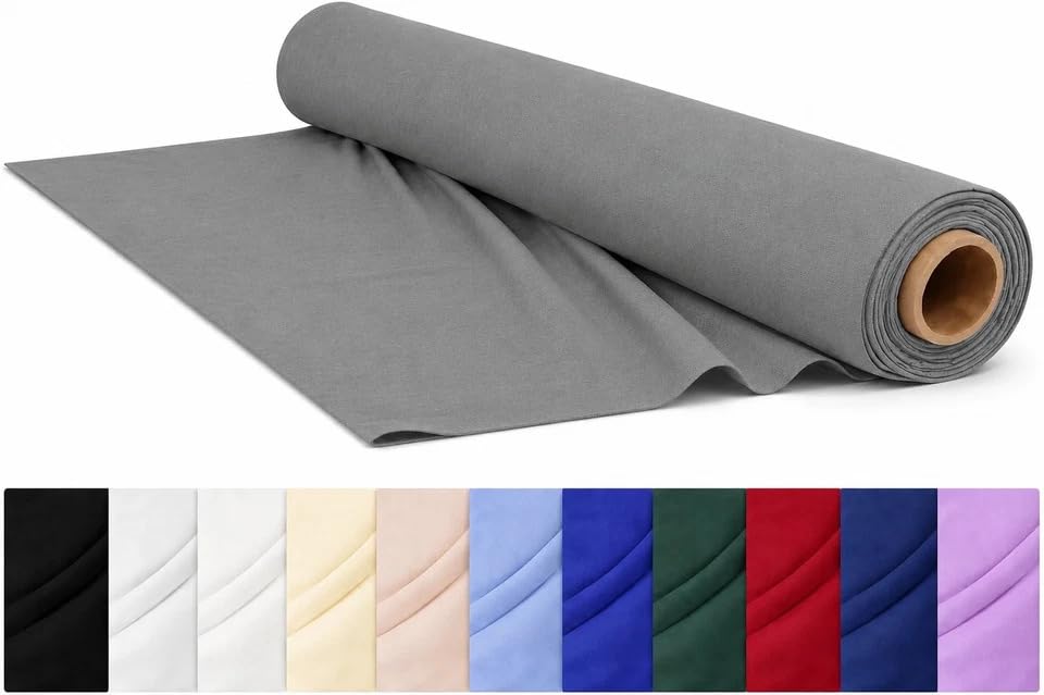 CraftsFabrics Plain Dyed Homespun Cotton Fabric – 100% Cotton – 110cm Wide – Soft Woven Craft Fabric for Sewing, Quilting, Dressmaking, Crafts & Home Décor (Grey, 3 Metre Pre-Cut)