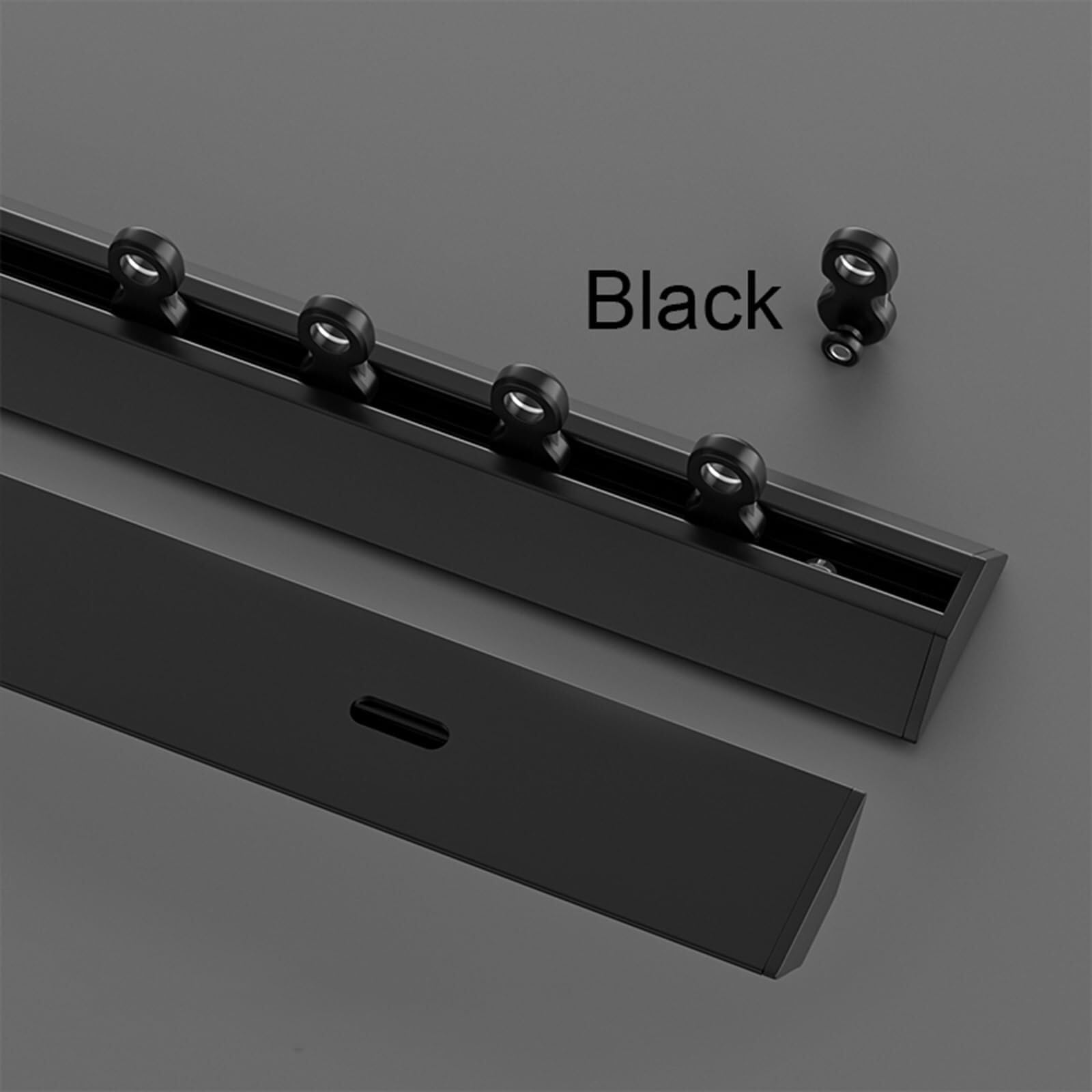 Guida da soffitto in alluminio per tende, binario per tenda resistente, asta per tenda montata sul soffitto, set di guide per ufficio, soggiorno, camera da letto (nero, 290 cm)