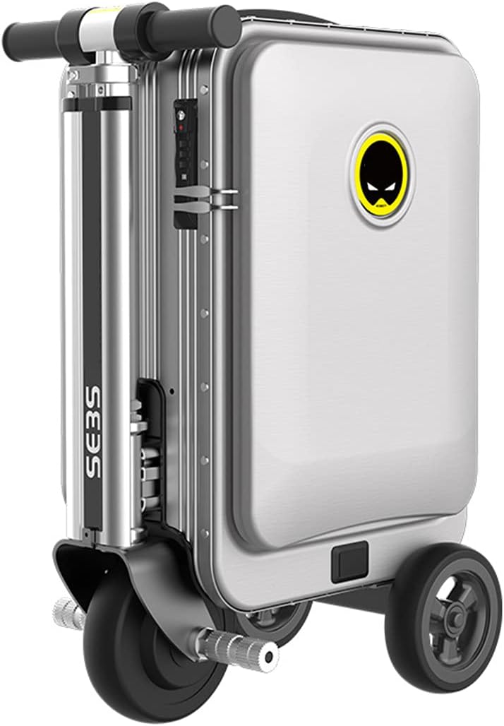 20L Electric Suitcase, Aluminum Alloy Frame Portable Rideable Suitcase, 73.26WH Removable Battery Speed 13km/h, Load 110kg, Motorized Luggage for Adults Travel Storage Case,Silver