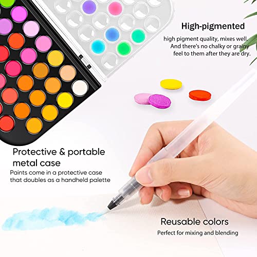 Rvogjp 48-Color Watercolor Paint Set With Brush thumb #6