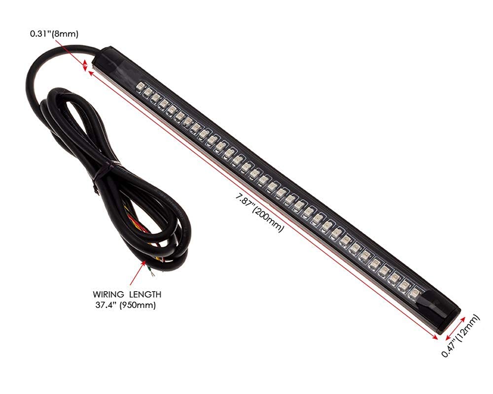 Alchemy Parts Indicatori Moto Sequenziale LED a Tornanti che Scorre Coda Freno Strisce 200mm