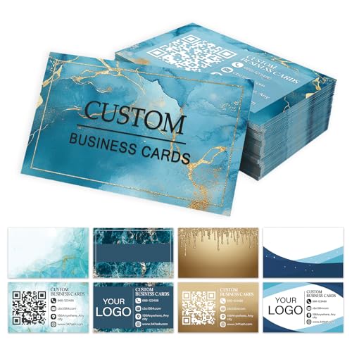 Custom Business Cards - Customizable Logo/Text/QR Code, 300gsm Matte Paper Front & Back Sides Printed, for Company/Business/Thanks Cards 100/200/500/1000/2000 Pcs