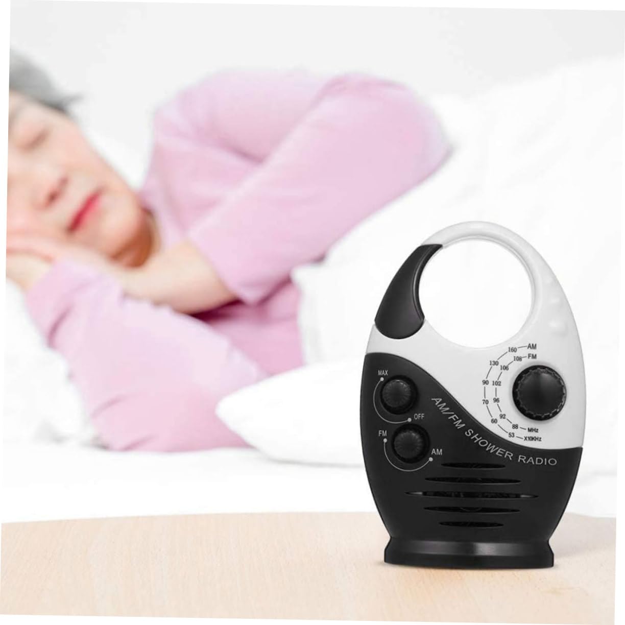 Tofficu Radio Am/FM Portátil para Ducha y Camping, Volumen Ajustable, Pequeño y Ligero, para Exterior y Oficina, con Batería Duradera, Color Negro Resistente Al Agua