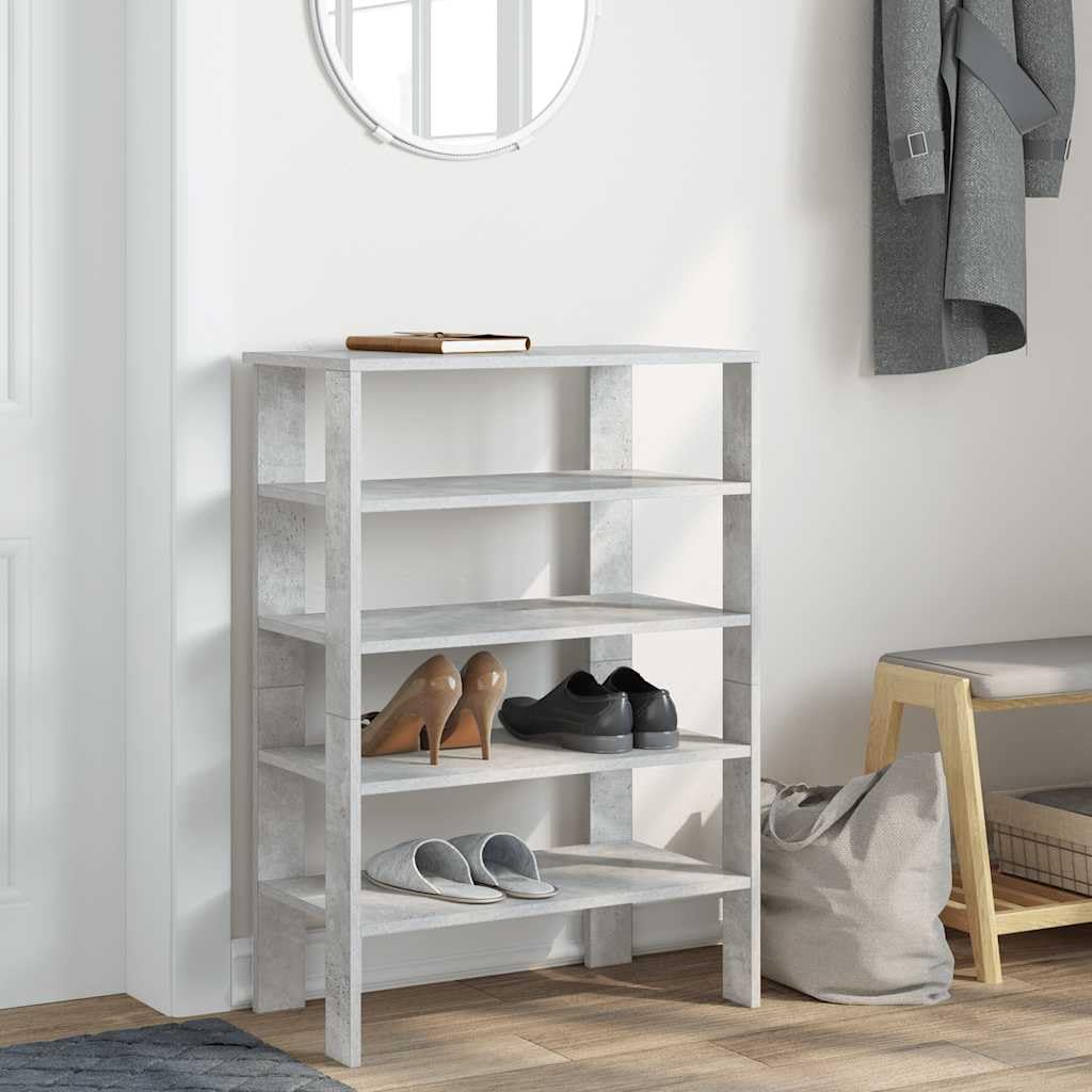Stojak na buty szary beton 61 x 32 x 87,5 cm, płyta wiórowa | Oszczędność miejsca, duże półki, górne piętro, mocowanie ścienne, 60 kg