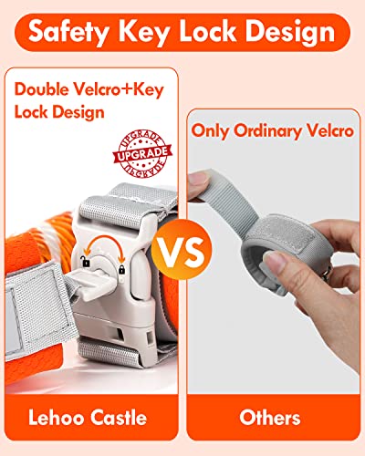 Lehoo Castle Baby Reins Anti Lost Wrist Link,Toddler Reins with Lock for Walking Child Safety Harness Walking Leash for Children Boys and Girls (Orange) - Image 3