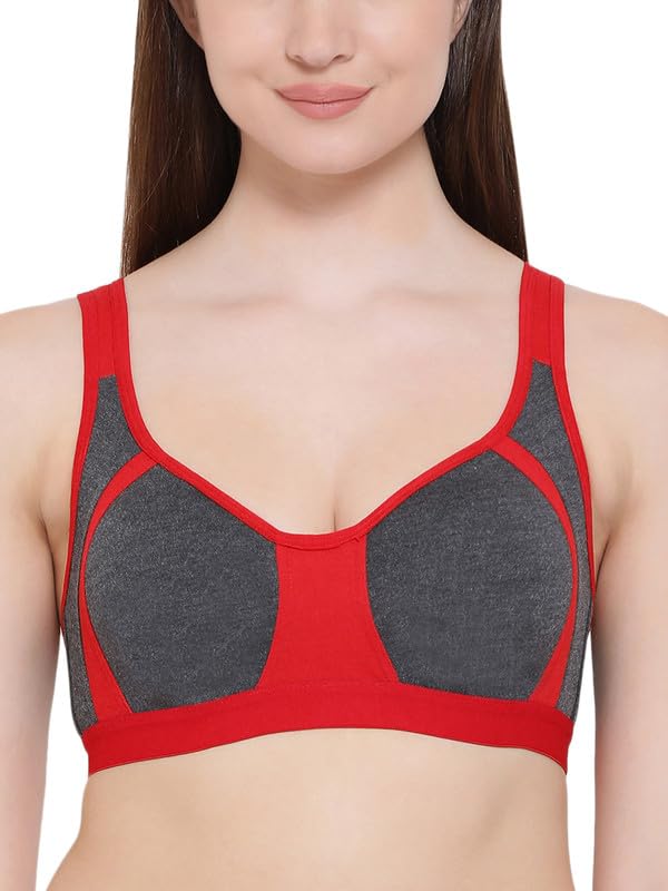 Image of Clovia Women's Cotton Rich Printed Non-Padded Full Cup Wire Free T-Shirt Bra in Red