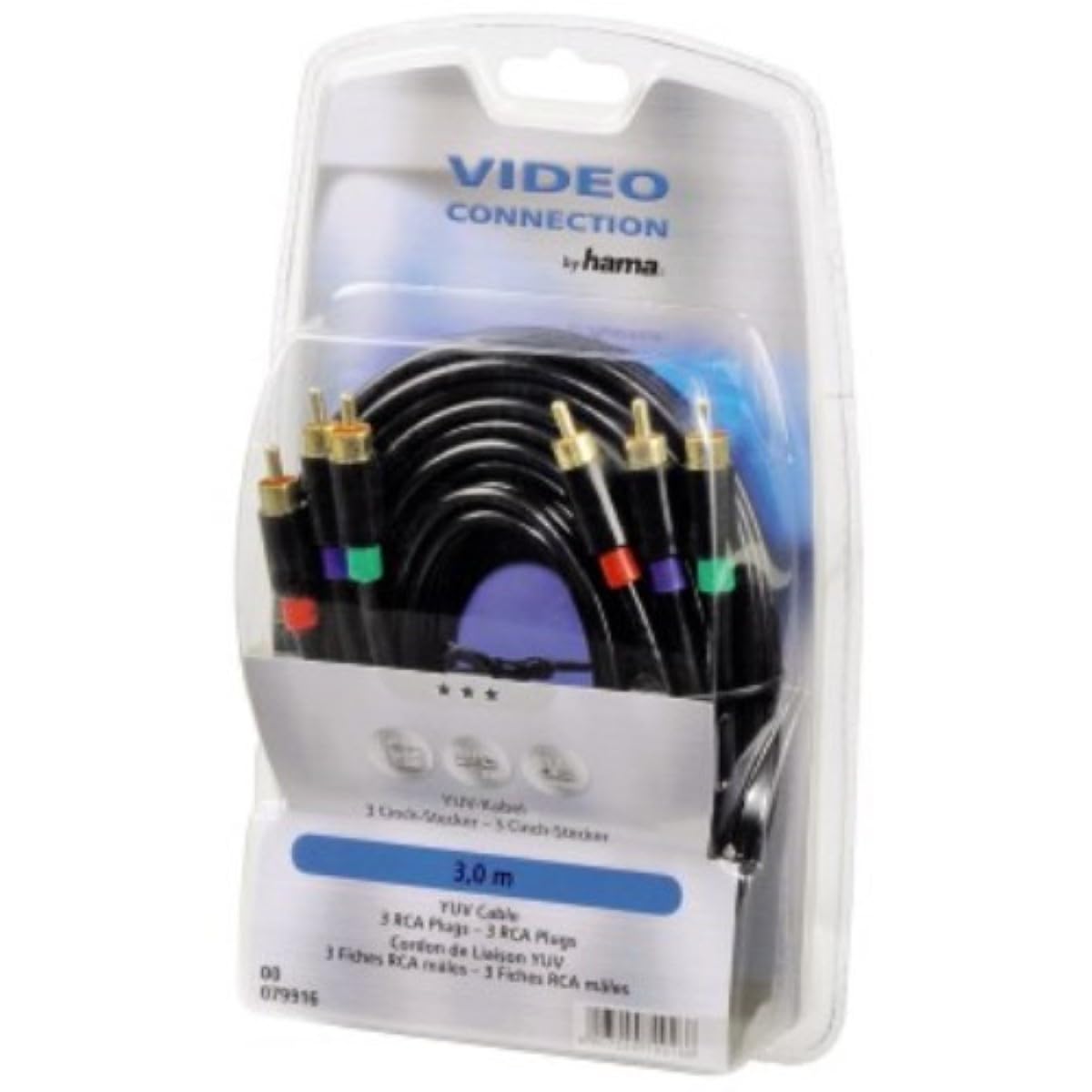 Hama 00079916 cavo video e componente (YPbPr) 3 m 3 x RCA Nero
