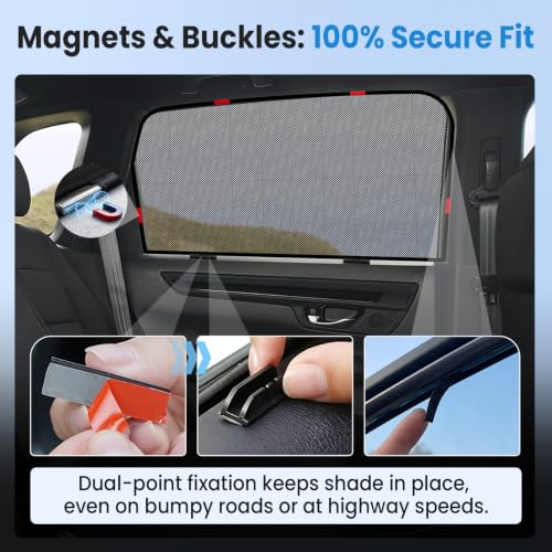 Image of KUST Car Window Shades for 2023 2024 2025 Honda CR-V CRV Accessories, Breathable Mesh Magnetic Window Covers, Rear Back Side Window Sun Shades UV Block Privacy Protection for Baby Camping Napping 2PCS