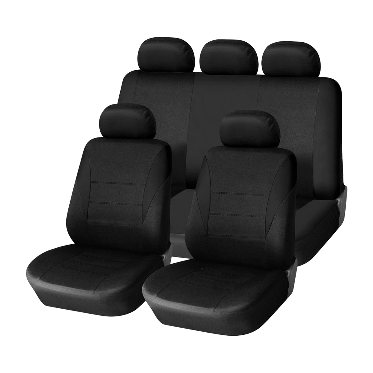 Asientos Y Reposacabezas Coche Fundas, Fundas para Asientos Coche Universal, Protector para Asientos Delanteros Y Traseros De Automóvil, para SUV Camión Transportar, Furgonetas(Negro)