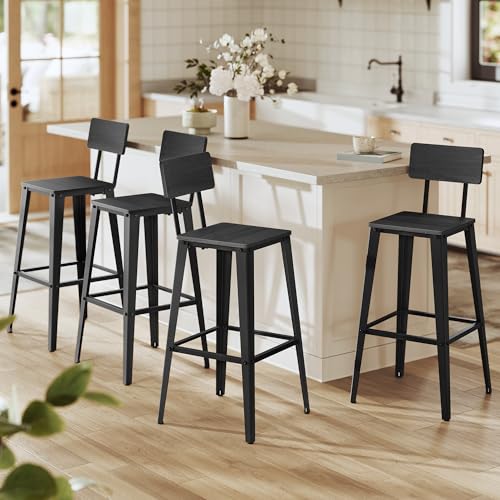 VASAGLE Set of 4 Bar Stools, Bar Height Stools, 29.1