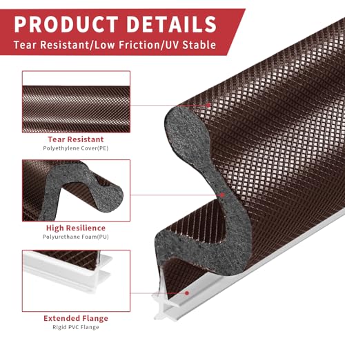 Image of 26 Feet Long Reach Weather Stripping Seal With 4 PCS Corner Seals, V-Shaped Replacement Strip Foam Kerf Insulation for Door Frame (Brown)
