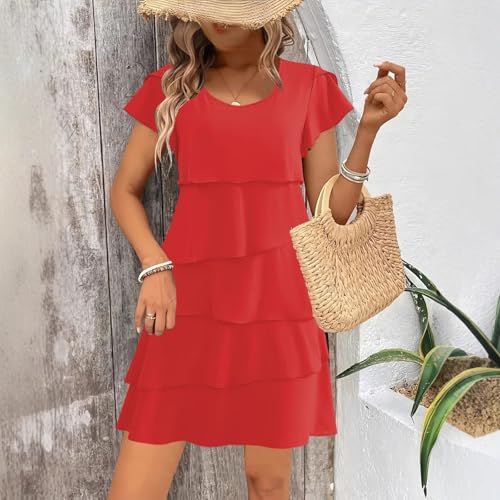 Robe flowys swing multicouche à volants légers et amples