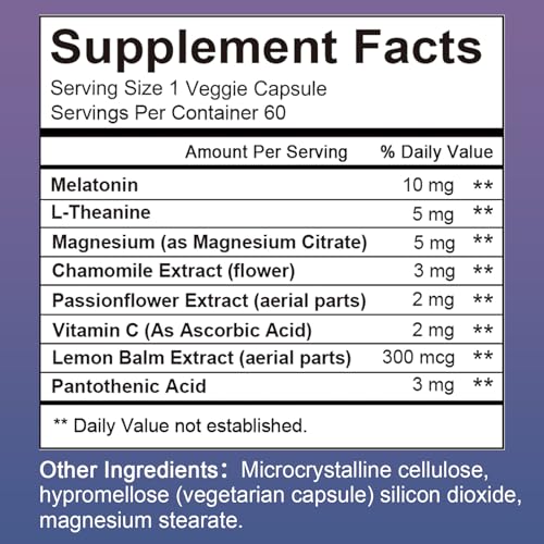 Balincer Melatonin 10 mg + L Theanine 5 mg & Magnesium 5 mg, Restful Sleep Support for Adults, Non-Habit Forming Sleep Aid Supplement for Calm and Relaxation, Vegan, Non-GMO, 60 Capsules