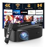 Proiettore 4K con Wifi e Bluetooth - Konsoefuly proiettore con NETFLIX/Prime Video/YouTube integrati, supporto per oltre 100.000 app, videoproiettore con compatibilità HDMI/USB/iOS/Android/Windows