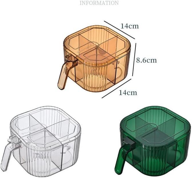 Pots d'assaisonnement, boîte à épices, ensemble de quatre boîtes d'assaisonnement, cuisine domestique, sel, sucre, pots à condiments, stockage intégré, pots à épices scellés simples (couleur : kaki, (