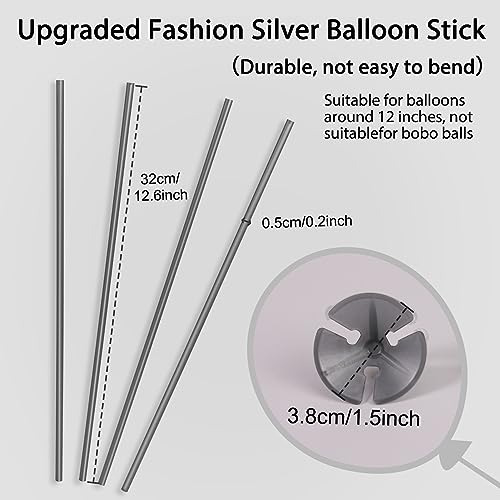 Image of PP OPOUNT 35 PCS Silver Balloon Sticks with Cups, 12.6 inches Balloon Sticks, Plastic BalloonSticks for Party, Anniversary, Birthday, Wedding Decoration, BalloonSticks for Centerpieces (Pack of 2)