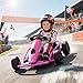 Aosom 24V 8.1 MPH Electric Go Kart, Drifting Car Battery Powered Ride on Toy Outdoor with Slow Start, Music, Horn Honking and Safety Belt, for 8-12 Years Old, Pink