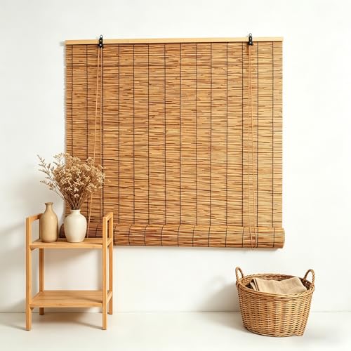 IRUGS Estor Enrollable de Bambú Natural para Exterior, Persianas para Terraza, Cortina Parasol y Ocultación para Balcón, Pérgola, Cenador, Ventanas, Resistente al Agua(60 Ancho x 200 Alto cm)