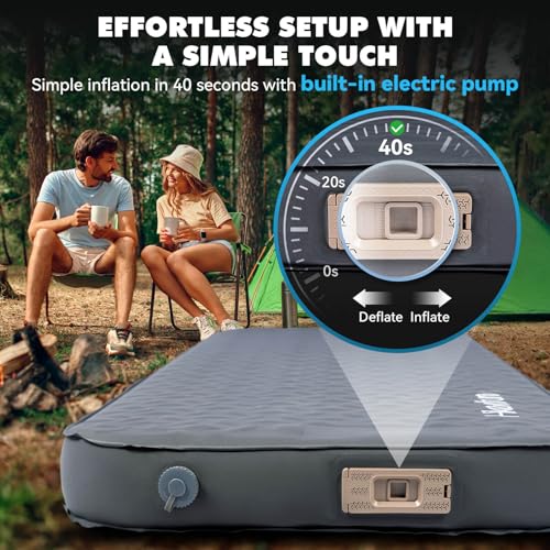 Image of Hikenture 4 inch Thick Self Inflating Sleeping Pad, Foam & Air Camping Mattress, 9.5 R-Value Insulated Sleeping Mat, Portable All Season Camping Pad for Tent, Car, Cot, Truck