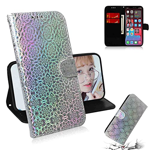 MojieRy - Funda tipo cartera para Huawei P SMART 2019, piel sintética de alta calidad para P SMART 2019, 2 ranuras para tarjetas, cubierta simple, color plateado