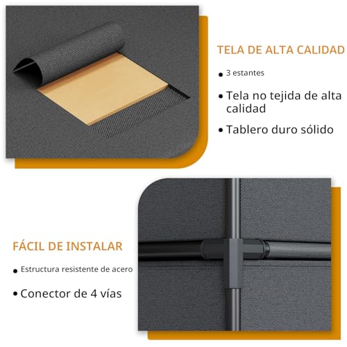 Miniatura 6 de Wangirl Cómodas Y Cajoneras De Tela, Cajoneras Armario Con 4 Cajones, Marco De Metal, Cajoneras Dormitorio Para Salon, Oficina, Vestidor, Cuarto De Invitados - Negra