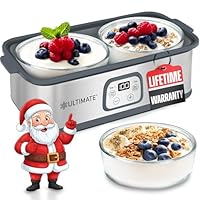 Ultimate Probiotic Yogurt Maker with Adjustable Time & Temp Control - Make Trillions of Live Probiotics with Two 1-Quart Containers for Larger Batches - Best Greek Yogurt Maker - LIFETIME WARRANTY