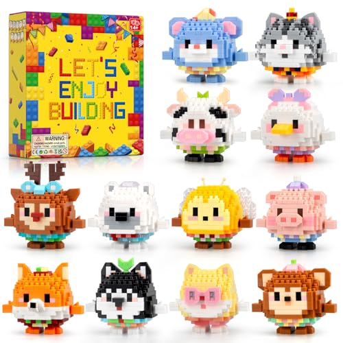 Image of HIGH GODO 12Pack Mirco Mini Animals Easter Party Favors Building Set, 2438PCS Cute Animals Set for Goodie Bag Stuffers, Birthday Gifts for Adult Teens 14+ (Not Compatible with Major Brand)