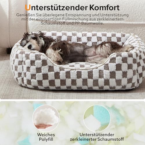 FURTIME Hundebett Mittelgroße Hunde, rutschfest Hundebetten Waschbares Hundekorb, Anti-Angst Hundebett Komfortabler Plüsch-Hundekörbchen, Geeignet für Border Collies, Labrador Retrievers, 76×61×23 cm