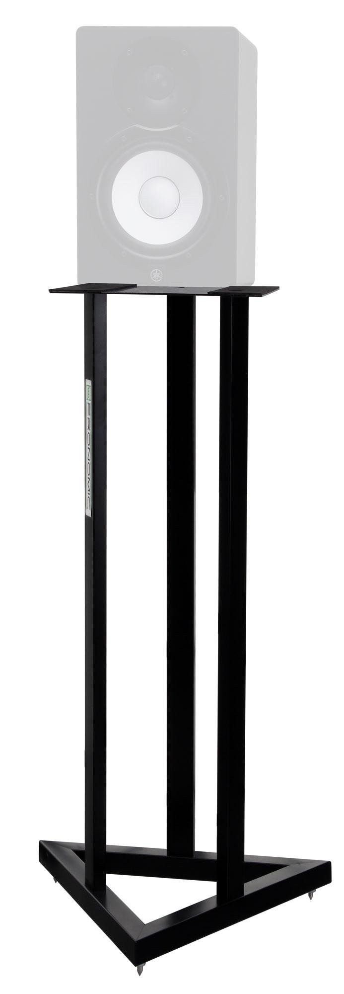 Pronomic 2X Pieds SCS-20 pour Moniteur Studio, 90 cm, Base Triangulaire, Pieds Caoutchouc/Spikes, goupille sécurité, Acier, Plateau avec Bande Caoutchouc, Noir thermolaqué.