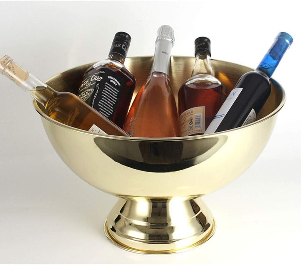Cubitera Botella Vino Cubo de Hielo para champán, cubeta para Hielo, Cubo de Acero Redondeado, Vino, Cerveza, Enfriador para Fiestas, Ideal para Enfriar Cerveza en casa, Bar