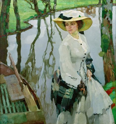 Tableau Am Ufer de Leo Putz impression d'art sur toile 60x90cm pour décoration murale