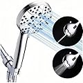 AstraCozy High Pressure Handheld 8-mode Shower Head, Stay-Clean Anti-clog Nozzles, Extra Long 80'' Stainless Steel Hose & Adjustable Bracket, Built-in Power Wash to Clean Bathroom & Pets, Chrome