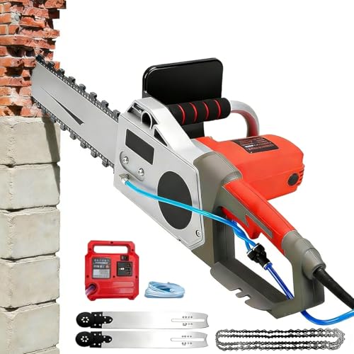 Sierra Eléctrica para Concreto, Cortadora De Ranuras De 5800/6500W, Cortadora De Ranuras De 35 Cm/48 Cm,con 2 Cadenas Y 2 Barras Guía, para Ranurar Ladrillo, Granito, Mármol Y Concreto Depth48cm