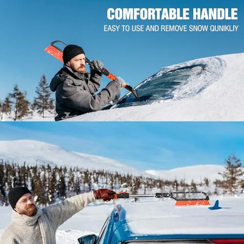 35" YeewayVeh 2-in-1 Car Snow Brush & Ice Scraper (Orange) - image 3