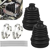 Ongfuwu 2PCS CV Boot with 4 Stainless Steel Clamps & 6 Cable Ties, Silicone Car CV Axle Boot Repair Kit, Waterproof Dustproof Constant Velocity Joint Boots, Universal Car Accessories (Black)