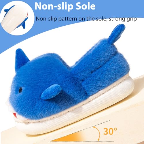 Fiedaz Boys Girls Shark Slippers for Toddler Kids - Cute Plush Warm Non-Slip Indoor Bedroom Winter Shoes - Image 6