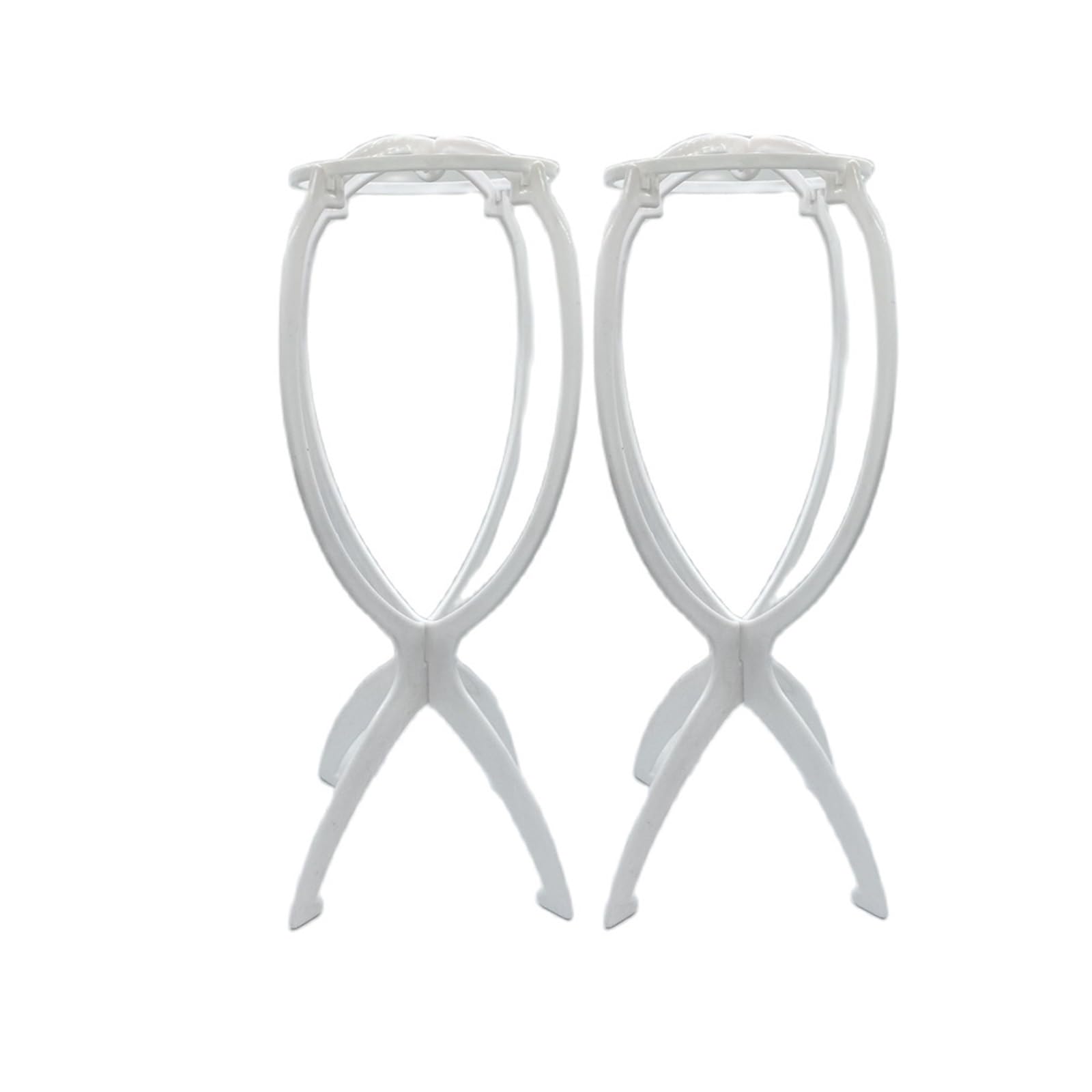 FDzkrtvm Plastic Folding Wig Stand, 2 Pcs Portable Wig Stands 36cm Multicolor Desk Hanger Holder Display For Salon Barber Wigs(White)