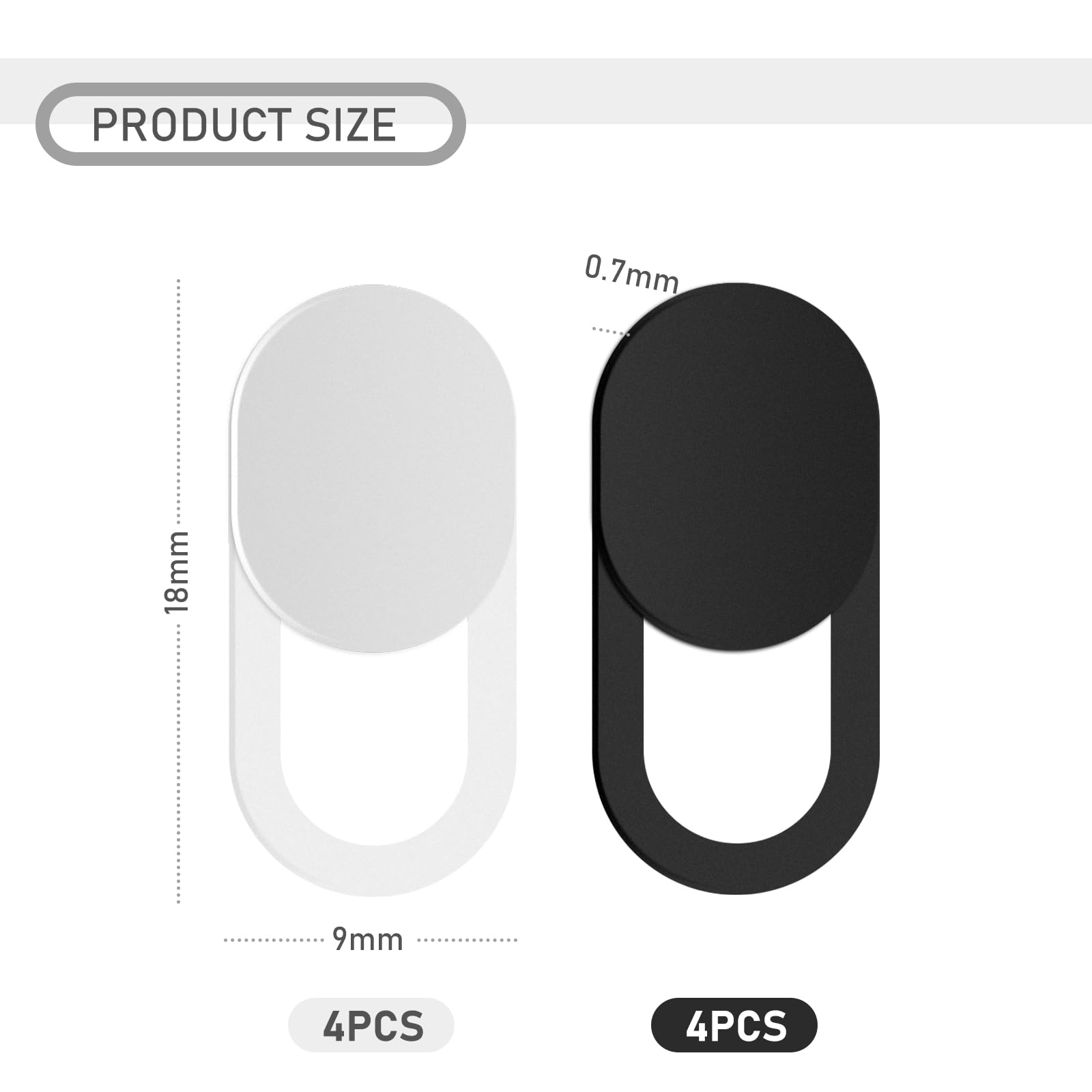 UKOFEW 8 Pezzi Webcam Cover, Copertura Webcam, Copri Webcam Slider, Ultra Sottile Camera Cover, per Laptop, PC, Computer Portatile, Phone, Tablet, Smartphones (Nero & Bianco)