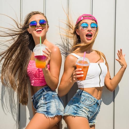Ninehaoou Wiederverwendbare Glitzer-Kunststoffbecher mit Kuppeldeckel, abnehmbarer Löffel, Strohhalme, wiederverwendbar, für Slushy Smoothie, Halloween, Weihnachten, Erntedankfest, Partyzubehör, 6 – Bild 6